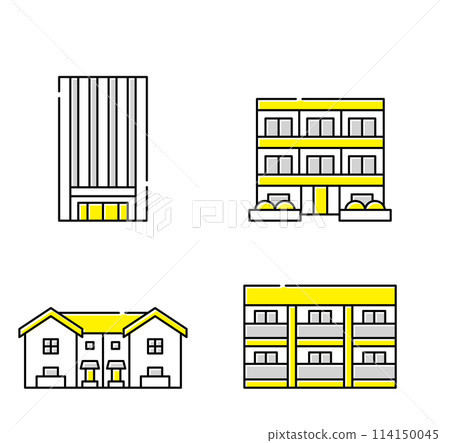 Apartment, high-rise apartment, rental property icon set 114150045