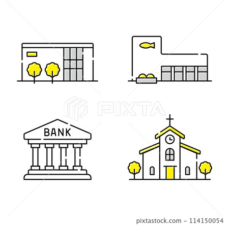 Facility architecture icon set 114150054