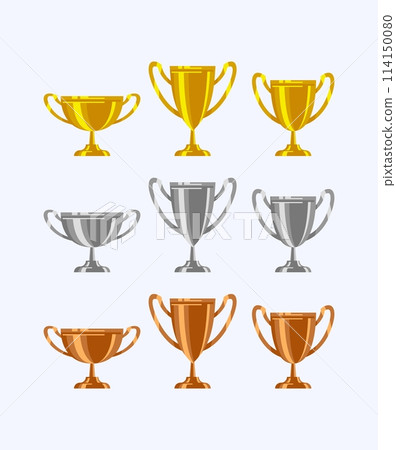 Gold silver bronze trophy cup realistic,1st, 2nd, 3rd place, first place second third, award winner winning prize symbol sign icon Gold silver bronze trophy cup realistic,1st, 2nd, 3rd place, first place second third, award winner winning prize symbol sign icon 114150080