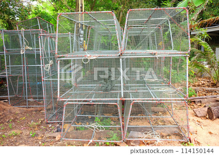 Iron cage for catching fish for raising fish industrial in Thailand Iron cage for catching fish for raising fish industrial in Thailand 114150144