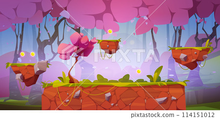 Pink forest game background, floating platforms Pink forest game background, floating platforms 114151012