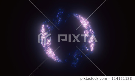 Purple swirling circle frame of multicolored lines of  energy particles. Abstract background 114151128