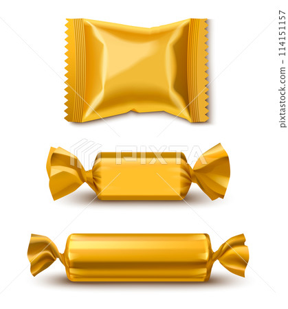 Gold chocolate candy package mockup. Pouch pack Gold chocolate candy package mockup. Pouch pack 114151157