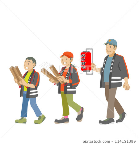 家長和兒童消防隊巡邏防火措施的插圖 114151399