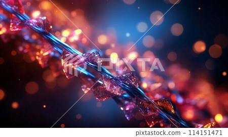 Beautiful colored bright abstract futuristic scientific glowing dna helix. AI generated 114151471