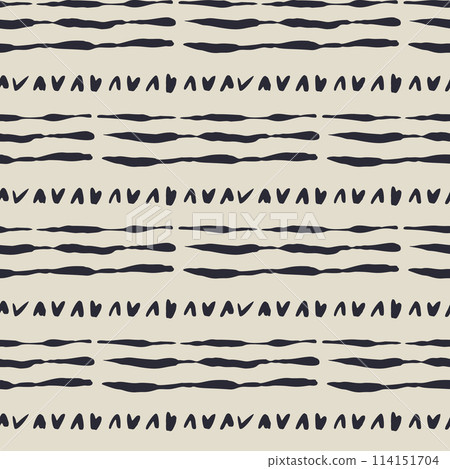 Monochrome dark blue and beige seamless pattern with organic sketchy stripes Monochrome dark blue and beige seamless pattern with organic sketchy stripes 114151704