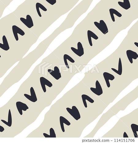 Monochrome dark blue and beige seamless pattern with organic sketchy stripes Monochrome dark blue and beige seamless pattern with organic sketchy stripes 114151706