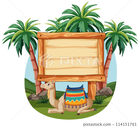 Tropical Beach Wooden Sign Illustration 114151781