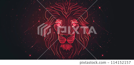 Pisces zodiac sign shining in blue on black background, astrology symbol and constellation 114152157