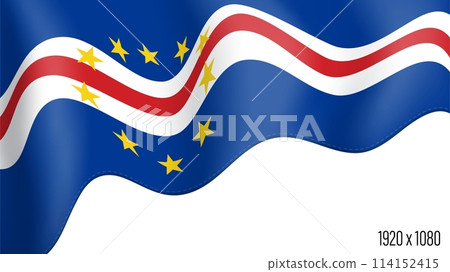 Cape Verde country flag realistic independence day background. Cape Verde commonwealth banner in motion waving, fluttering in wind. Festive patriotic HD format template for independence day 114152415