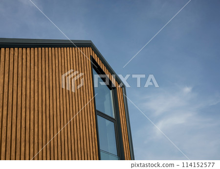 house over blue sky background. 114152577