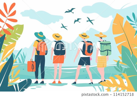 Vector Illustration of Travel on summer holidays vacation. 114152718