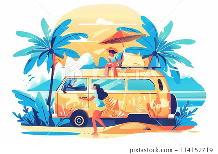 Vector Illustration of Travel on summer holidays vacation. Vector Illustration of Travel on summer holidays vacation. 114152719