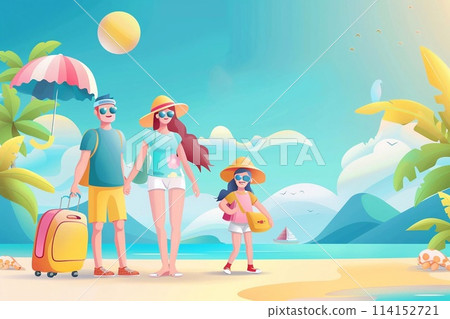 Vector Illustration of Travel on summer holidays vacation. 114152721