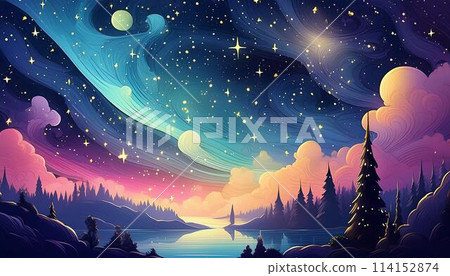 柔軟可愛的閃閃發光的星空 114152874