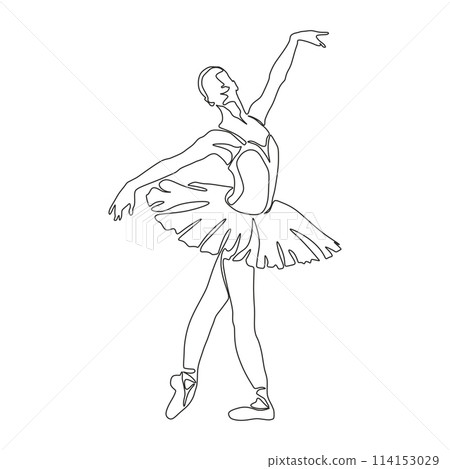 Continuous Line Art Drawing. Ballet Dancer ballerina. Vector Illustration silhouette of a dancer Continuous Line Art Drawing. Ballet Dancer ballerina. Vector Illustration silhouette of a dancer 114153029