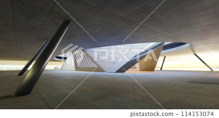 Modern architecture underpass with geometric design 114153074