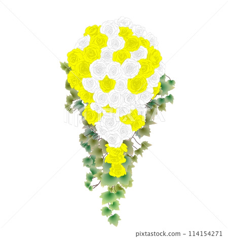 黃色和白色玫瑰的層疊花束 黃色和白色玫瑰的層疊花束 114154271