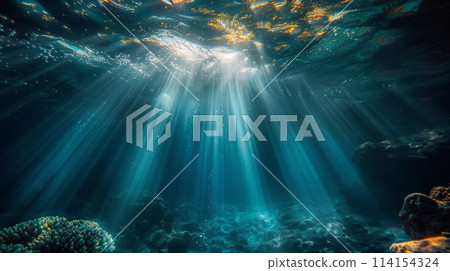 Sunlight illuminating the ocean floor 114154324