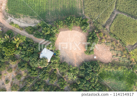 Land and soil backfill in aerial view in in Nan province of Thailand. Land and soil backfill in aerial view in in Nan province of Thailand. 114154917