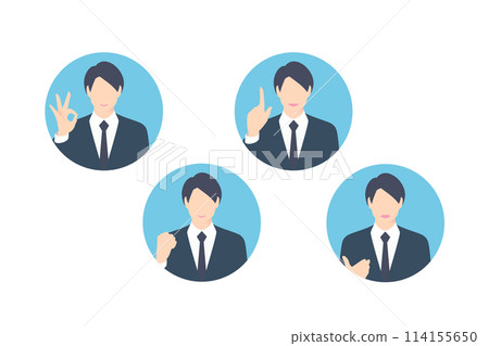 OK sign, fist pump, pointing, business person making a proposal, icon style 114155650