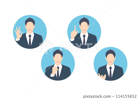 OK sign, fist pump, pointing, business person making a proposal, icon style 114155652