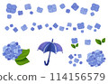 Blue hydrangea parts set 114156579
