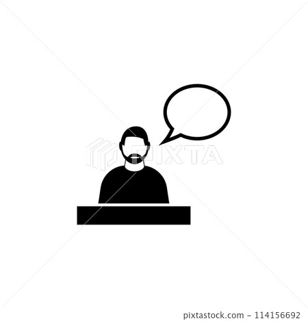 Orator Speaking from Tribune, Speaker Flat Vector Icon 114156692