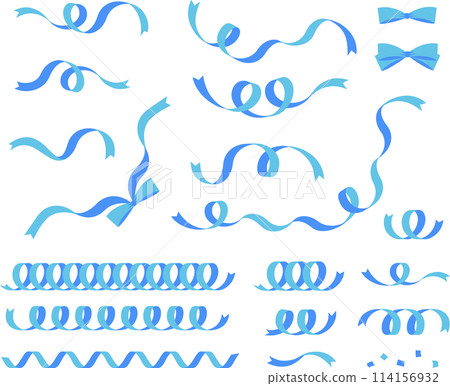 Light blue swirling ribbon illustration set 114156932