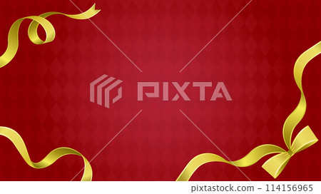 扭曲的金絲帶背景框架(紅色背景) 扭曲的金絲帶背景框架(紅色背景) 114156965