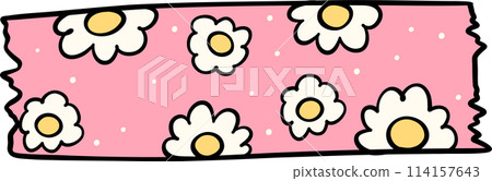 Retro groovy school supplies tape back to school  doodle drawing 114157643