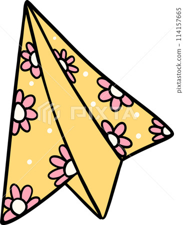 Retro groovy school supplies paper plane back to school doodle drawing Retro groovy school supplies paper plane back to school doodle drawing 114157665