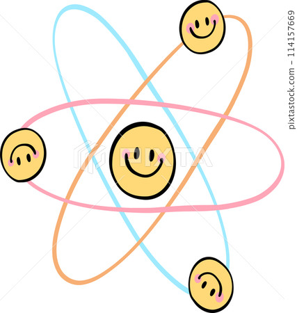 Retro groovy atom nuclear energy symbol, back to school 114157669