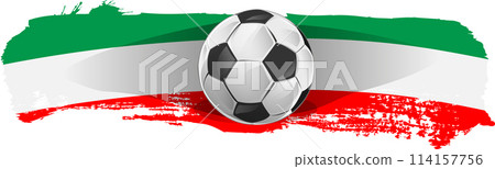 Italian flag with soccer ball.Paint brush stroke vector Italian flag with soccer ball.Paint brush stroke vector 114157756
