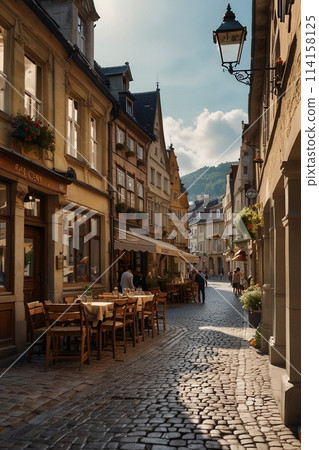 Cityscape illuminated by the setting sun Cityscape illuminated by the setting sun 114158125