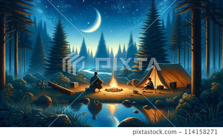Mountain camping scene 114158271