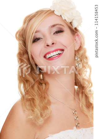 Wedding. Young attractive romantic bride woman 114158453