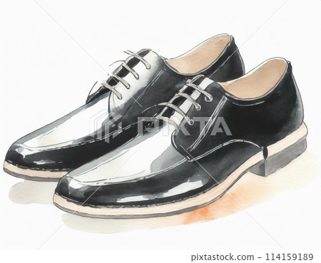 水彩皮鞋插畫 114159189
