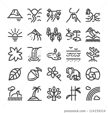 Nature and landscape icon set 114159314