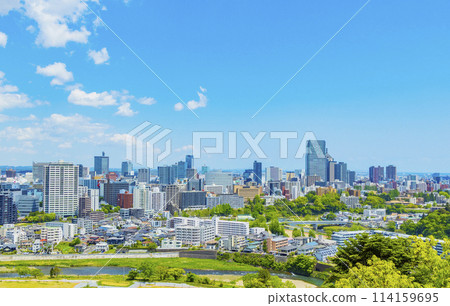 Aoba Castle ruins and the statue of Date Masamune on horseback Aoba Castle ruins and the statue of Date Masamune on horseback 114159695