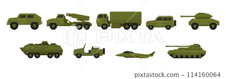 Military Machinery, Transport and Equipment Vector Set Military Machinery, Transport and Equipment Vector Set 114160064