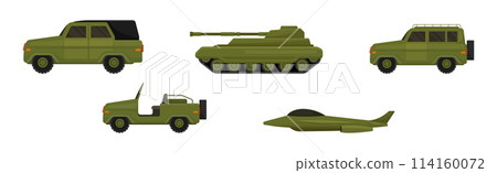 Military Machinery, Transport and Equipment Vector Set 114160072