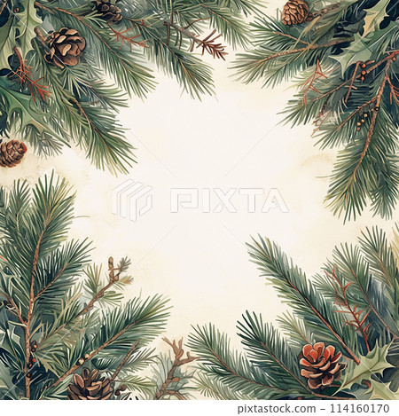 Christmas wreath made of pine needles and pine cones 114160170