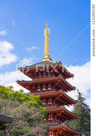 春日陽光燦爛的日子，高畠不動尊五層寶塔（東京都日野市） 114160180