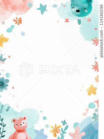 Children's day border frame with two bears and stars Children's day border frame with two bears and stars 114160290