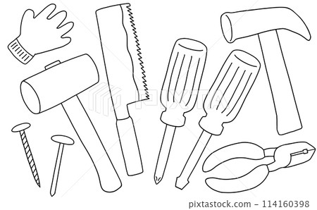 Loose simple tool set line drawing 114160398