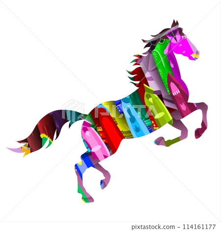 Colorful horse isolated on a white background. Vector illustration for your design 114161177