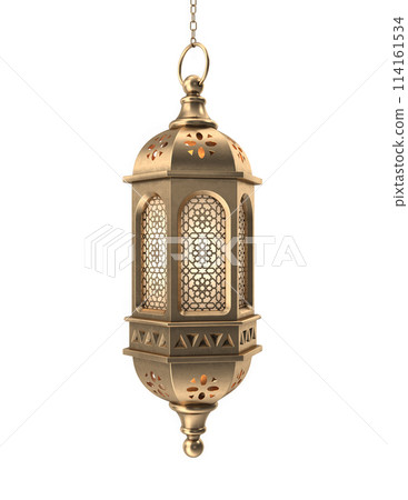 Ramadan Kareem Moroccan brass lantern lamp on white background Ramadan Kareem Moroccan brass lantern lamp on white background 114161534
