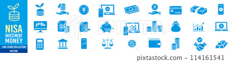 新 NISA 投資圖示向量插畫金融黃金貨幣基金 新 NISA 投資圖示向量插畫金融黃金貨幣基金 114161541