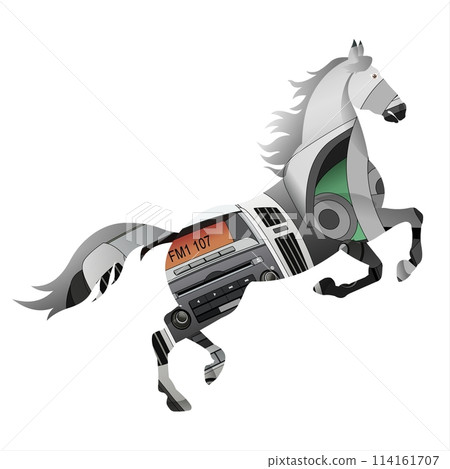 Horse with radio isolated on a white background. Vector illustration Horse with radio isolated on a white background. Vector illustration 114161707